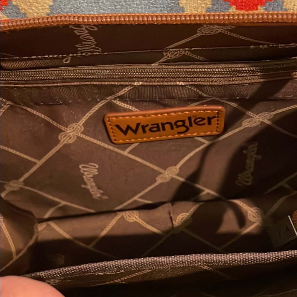 Wrangler Blue and Brown Crossbody Bag with Southwestern Flair - Picture 6 of 6
